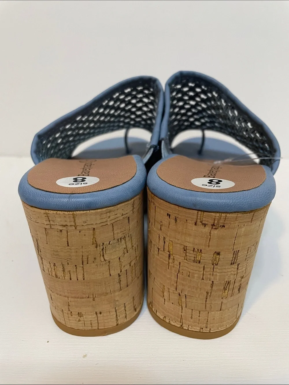 BareTraps Light Blue Woven Cork-Platform Wedge Sandals-Sz 8
